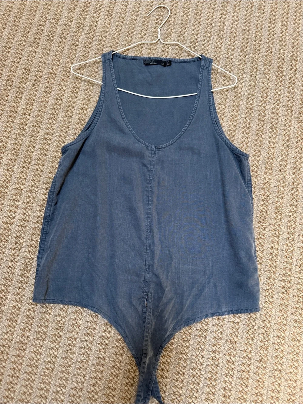 Prana Slate Blue Scoop Neck Tank Bodysuit